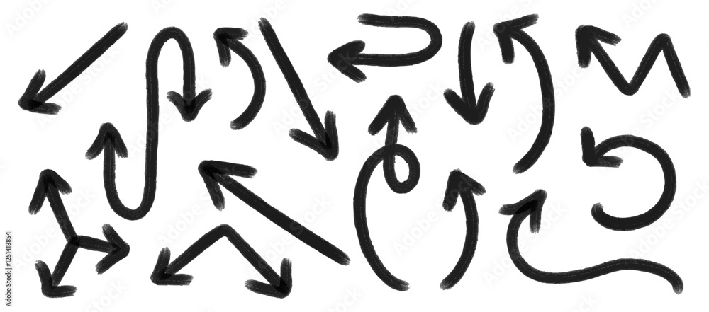 Stylized hand-drawn arrows on a white background for design Stylized hand-drawn arrows on a white background for design