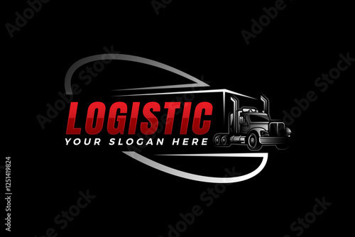 Creative Truck trailer logo. Semi truck transport logistics logo. Modern Trucking and Delivery logo vector.
