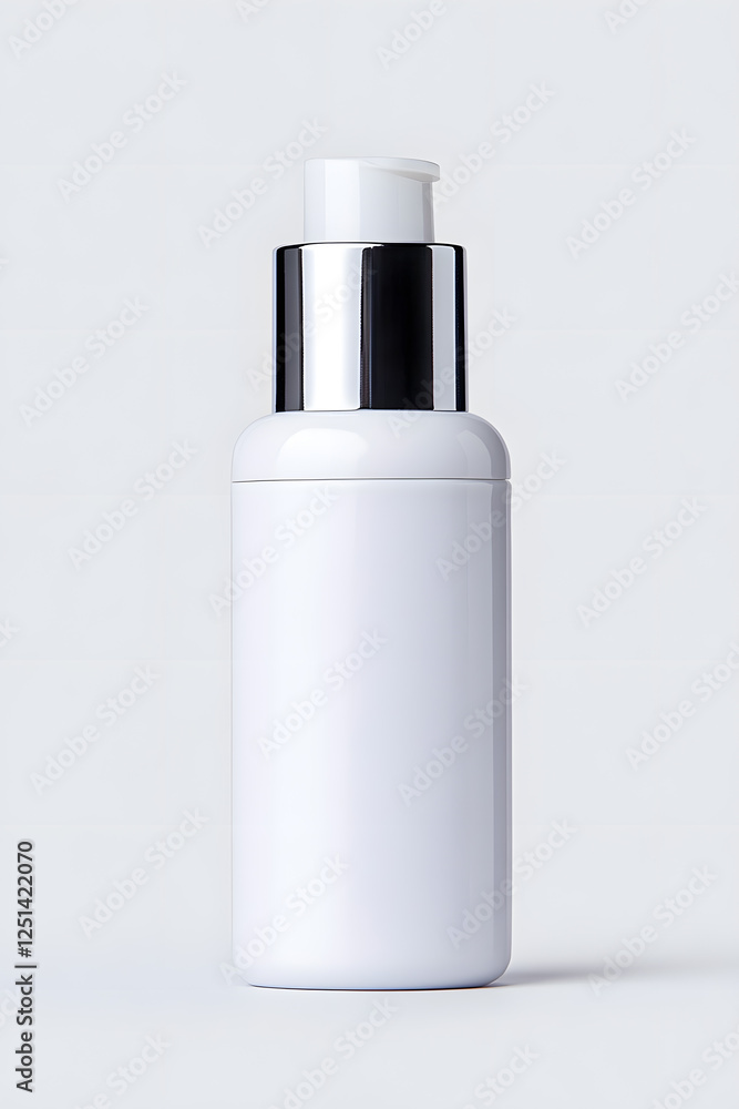 White unbranded bottle skincare container, mock up, isolated on white background White unbranded bottle skincare container, mock up, isolated on white background