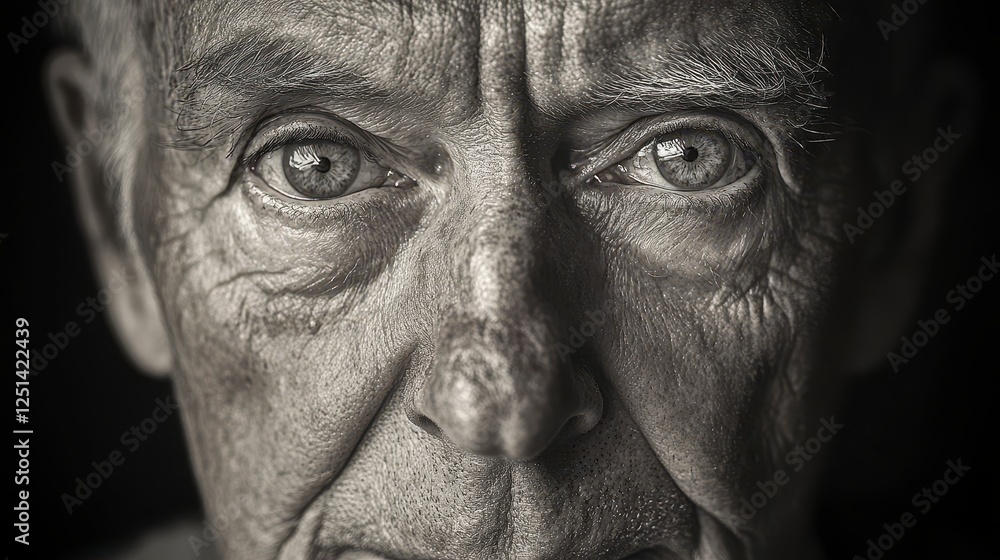 Elderly man's portrait, intense gaze, dark background, wisdom, stock photo Elderly man's portrait, intense gaze, dark background, wisdom, stock photo