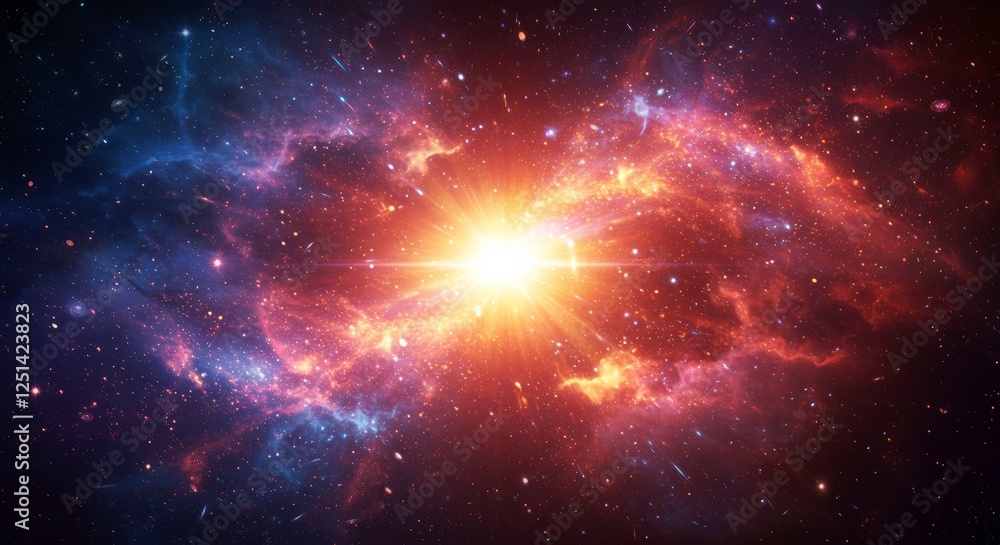 Cosmic Explosion: A vibrant nebula bursts with color as a colossal star explodes in a spectacular supernova, casting a brilliant light across the vast expanse of space. Cosmic Explosion: A vibrant nebula bursts with color as a colossal star explodes in a spectacular supernova, casting a brilliant light across the vast expanse of space.