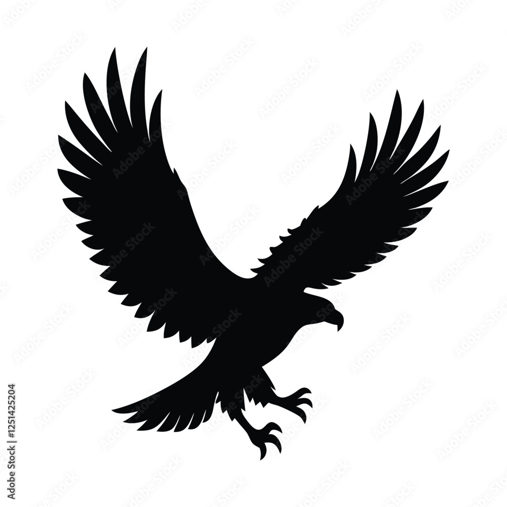 Obraz premium Eagle flying silhouette vector illustration, bird flying.
