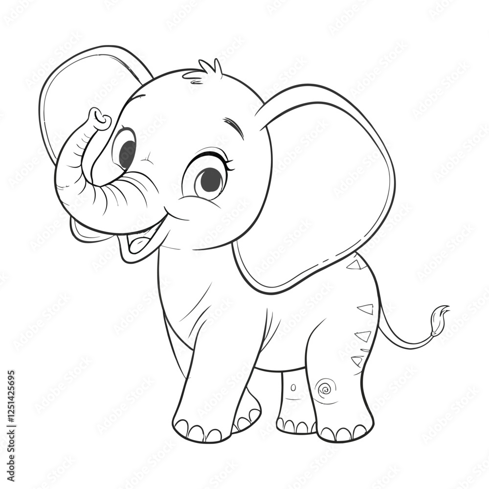 Obraz premium Happy Elephant line art