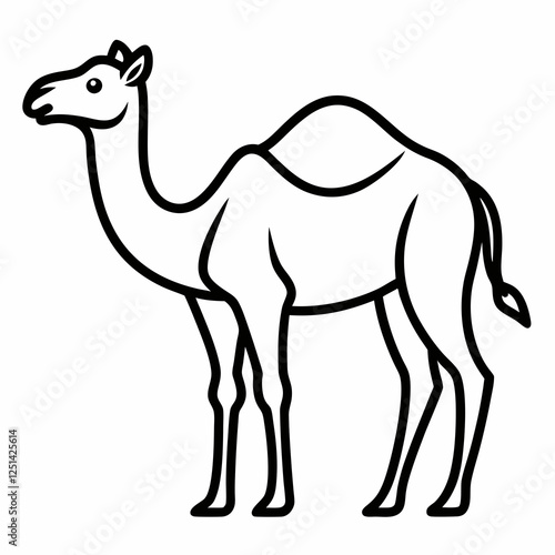 Simple a Camel line art vector white background