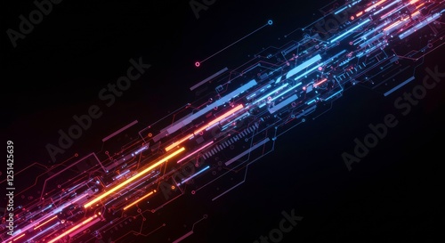 Digital Flux: Abstract representation of data flow, featuring vibrant streaks of blue and orange light traversing a dark background.