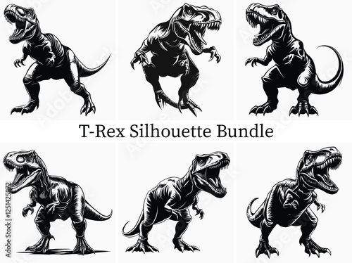 Ferocious T-Rex Dinosaur Silhouette Design Bundle