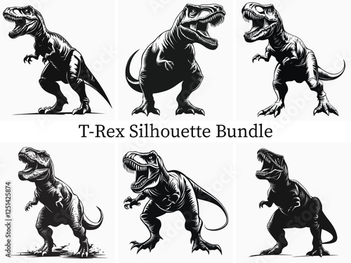 Ferocious T-Rex Dinosaur Silhouette Design Bundle