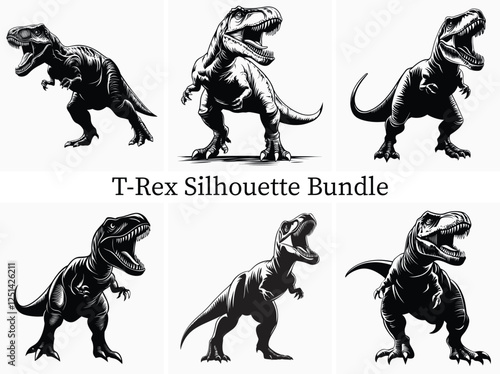 Ferocious T-Rex Dinosaur Silhouette Design Bundle