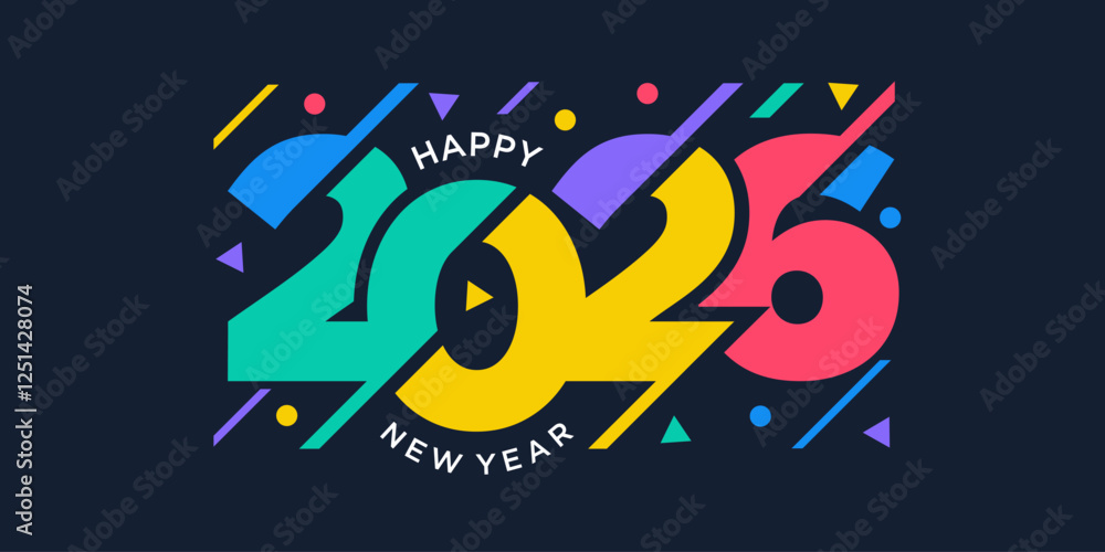 Fototapeta premium 2026 Happy New Year design vector. trendy unique new year 2026 logo design template