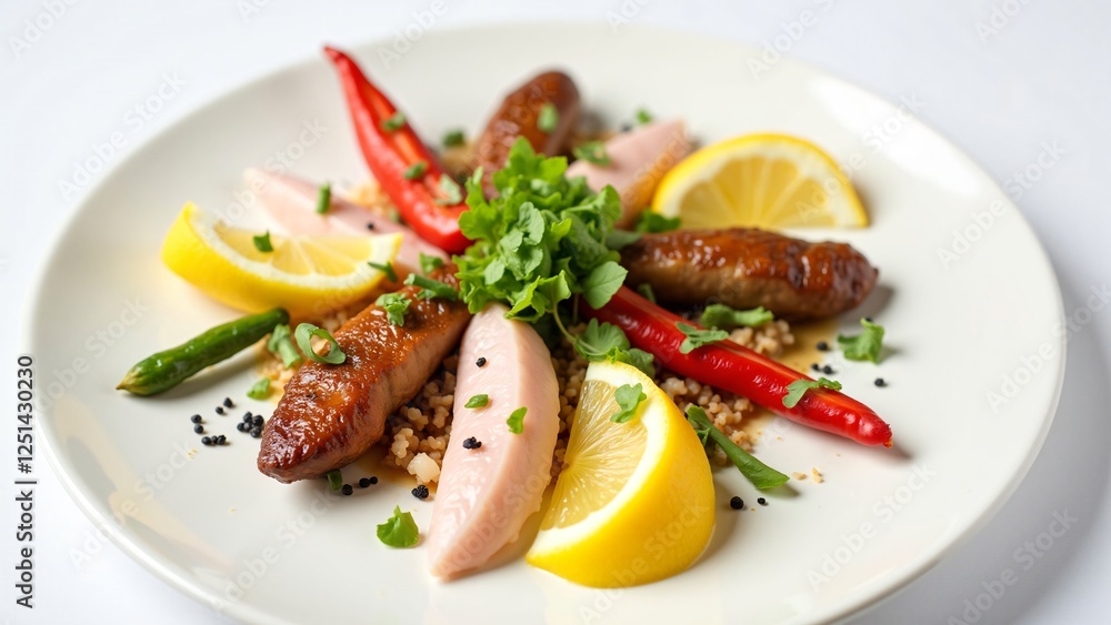 Gourmet Grilled Sausages with Lemon, Chili, and Grain Salad Gourmet Grilled Sausages with Lemon, Chili, and Grain Salad