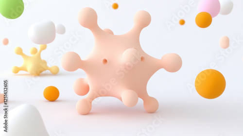 3D molecule, A glowing 3D model of a neurotransmitter molecule with high fidelity for scientific and educational use.