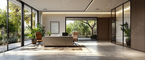 Modern Office Space with Garden View photo