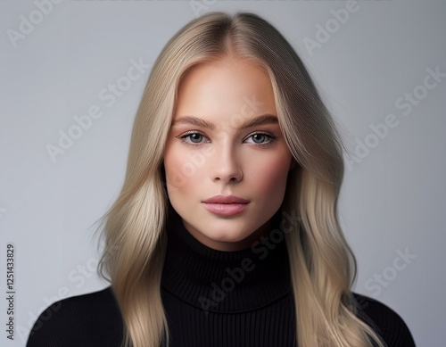 Hübsche Frau mit langen blonden Haaren photo