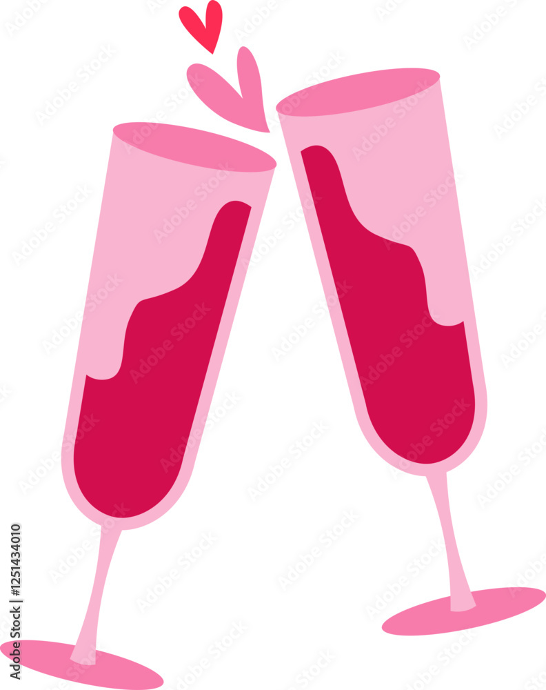 Pink Valentine Glass Cheers Illustration Pink Valentine Glass Cheers Illustration