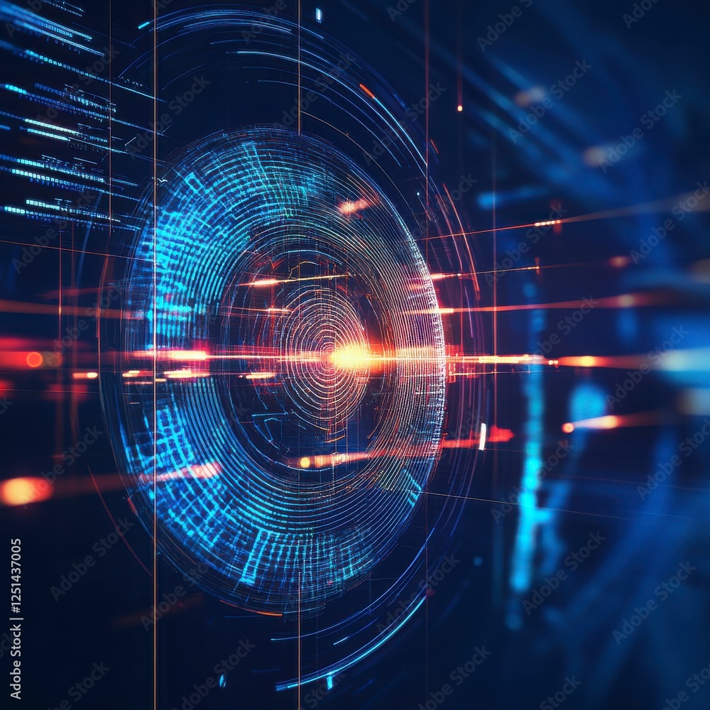 Fototapeta premium Abstract Digital Design With Glowing Circles And Lines