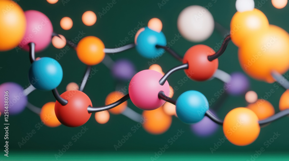 3D molecule, Colorful molecular structure illustration showcasing interconnections in high fidelity, ideal for scientific and educational use. 3D molecule, Colorful molecular structure illustration showcasing interconnections in high fidelity, ideal for scientific and educational use.