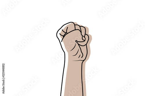 Simple raised clenched fist. Strong arm vector illustation.