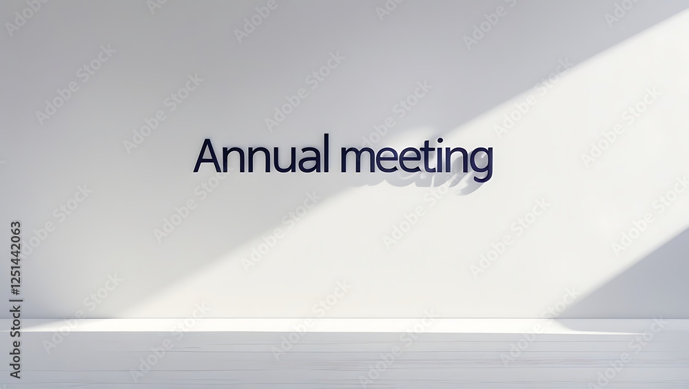 Annual meeting text displayed on a plain wall with shadow effects Annual meeting text displayed on a plain wall with shadow effects