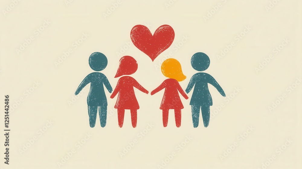 Colorful Illustration of Family and Love Concept Colorful Illustration of Family and Love Concept