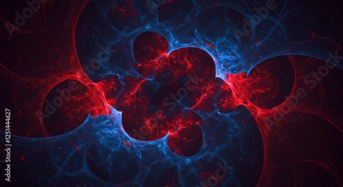 Abstract Inferno: A mesmerizing fractal art piece, showcasing a fiery clash of deep reds and cool blues, creating a dynamic, otherworldly visual experience.