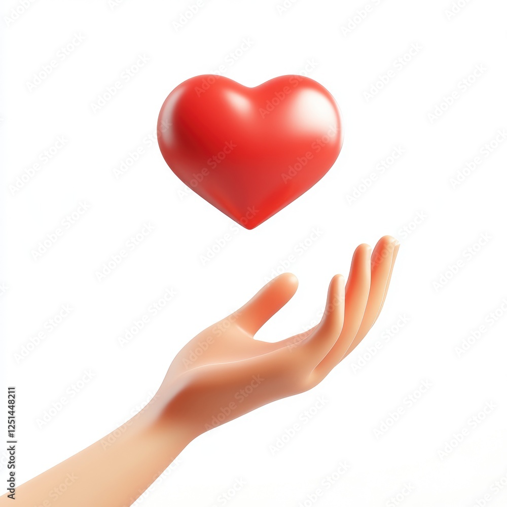 Valentine's Day promotional image of a hand holding a floating red heart icon Valentine's Day promotional image of a hand holding a floating red heart icon