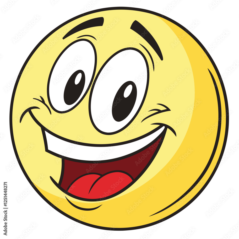 Fototapeta premium Shy Happy Smiley - Emoji Icon. Emoticon. Smile. Emotion. Funny Cartoon. Social Media. Vector iluustration