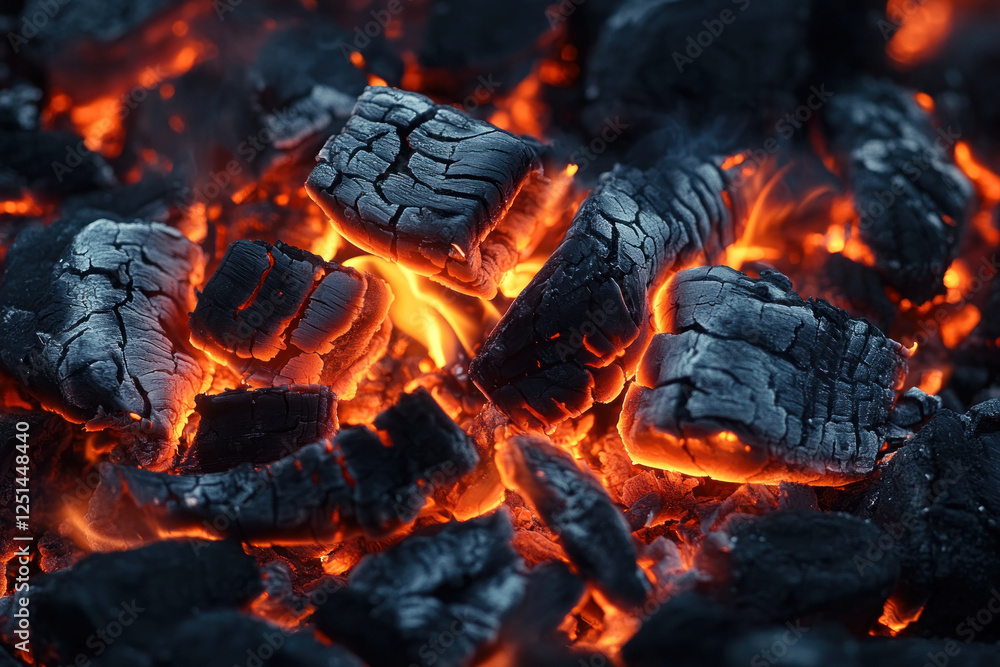 Fototapeta premium A charcoal grill sizzling with perfectly cooked steaks, emitting mouthwatering aroma, set against a backdrop of a vibrant backyard barbecue.