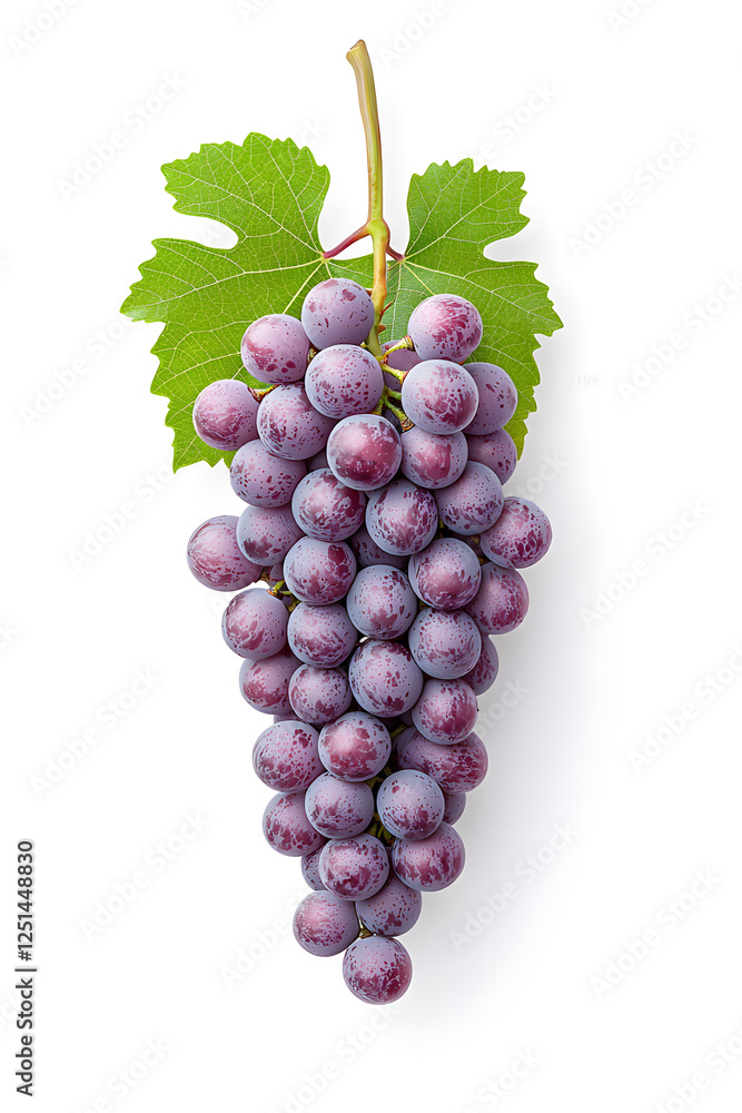 Fototapeta premium A bunch of fresh blue grapes isolated, isolated on white background
