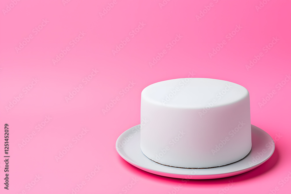 Top view white round birthday cake with no decorations mock up, isolated on light pastel background, with copy space for text Top view white round birthday cake with no decorations mock up, isolated on light pastel background, with copy space for text