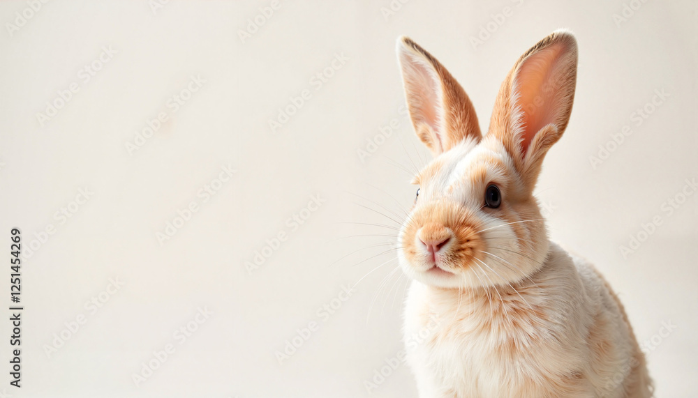 Fototapeta premium Fluffy rabbit ears standing up in soft light, gentle innocence
