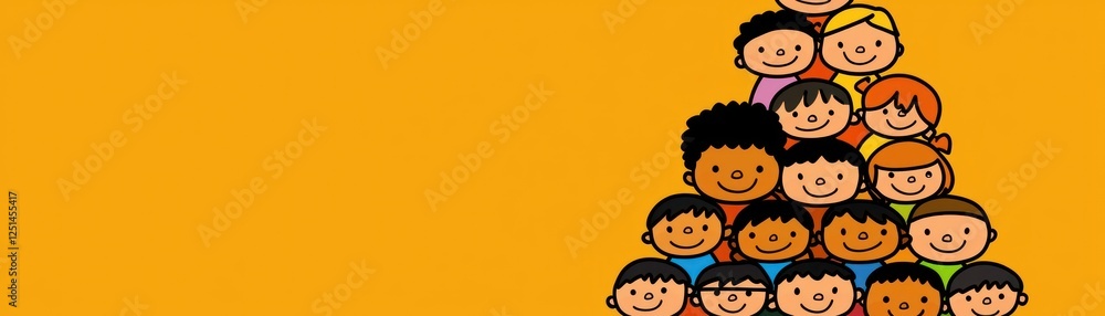 Diverse children pyramid, cheerful faces, background Diverse children pyramid, cheerful faces, background