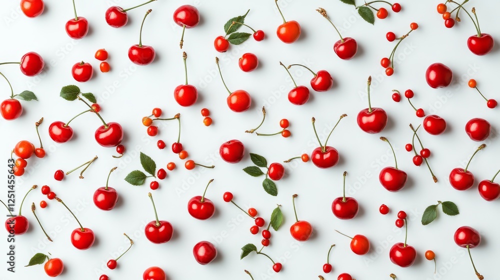 Cherry isolated. Cherries red color on white background. Cherry set. Cherry isolated. Cherries red color on white background. Cherry set.