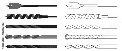 drill bit icon set vector illustration isolated on white background.