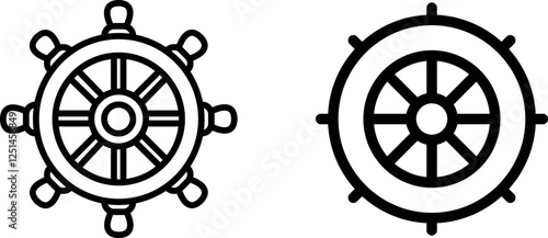 Buddhism Wheel Icon Vector Symbol Set for Spiritual and Cultural Designs