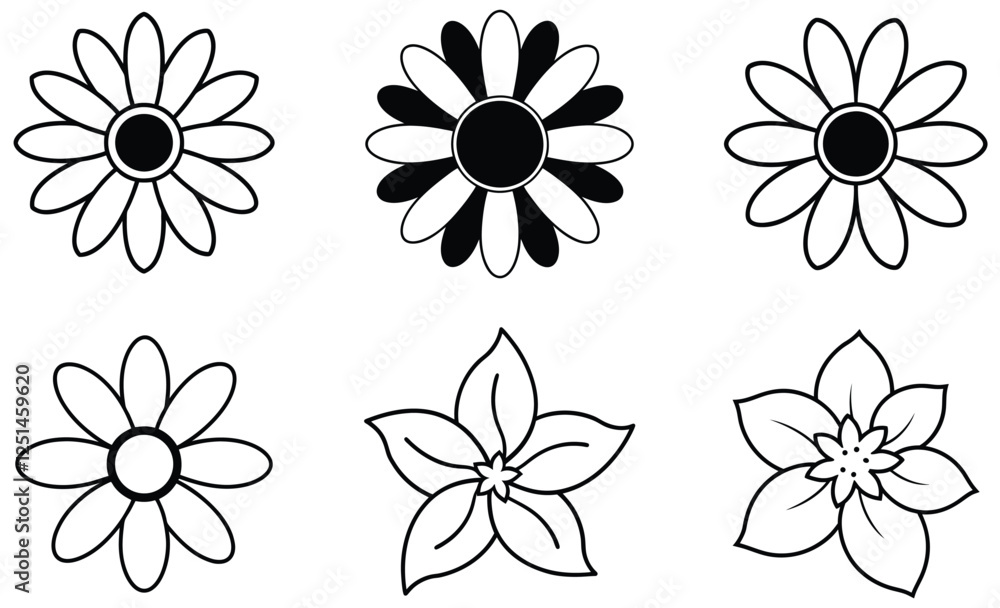 Obraz premium Line art flower, floral vector design
