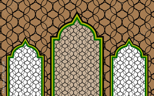 Arabic Premium Pattern Design with Vector. Two color Arabic Pattern Vector Design with Door.