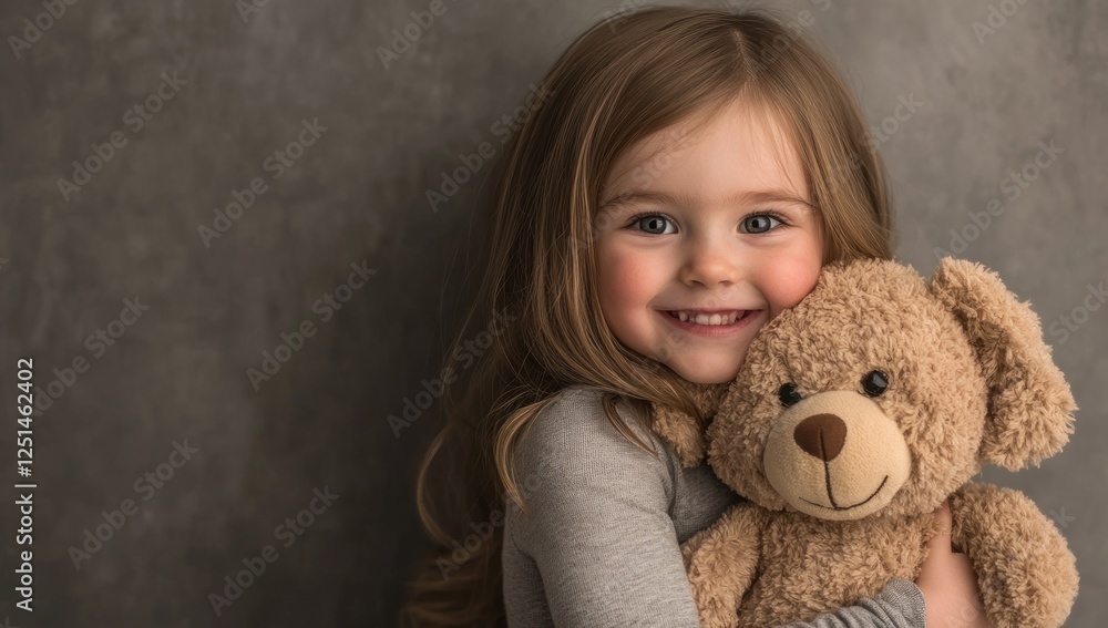 Adorable Little Girl Hugging her Beloved Teddy Bear Adorable Little Girl Hugging her Beloved Teddy Bear