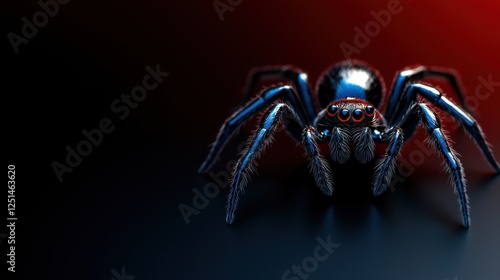 A spider is shown in a close up on a black background photo