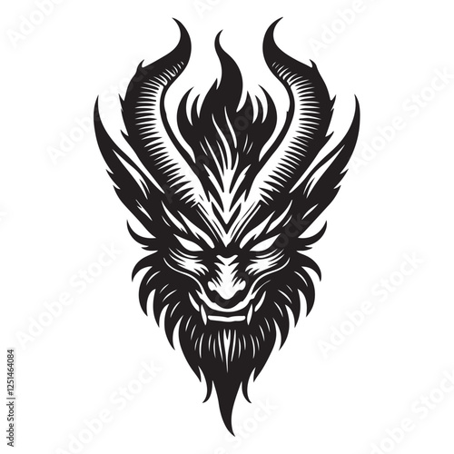 Devil Face Silhouette Vector Graphic Illustration with Horns Design