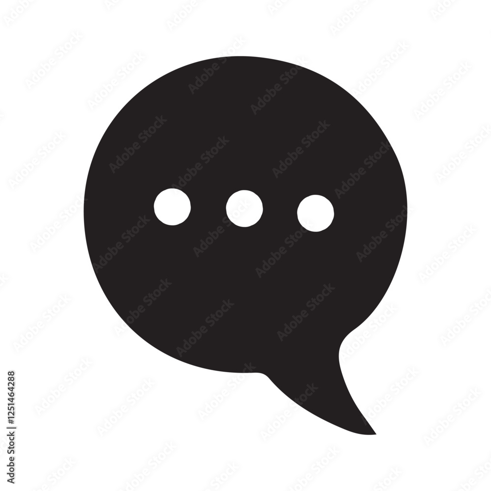 Silhouette Speech Bubble with Dots Vector Design Communication Elements Silhouette Speech Bubble with Dots Vector Design Communication Elements