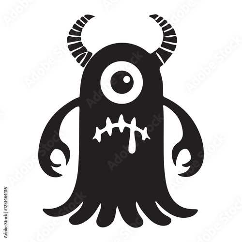 Cartoon Monster Silhouette with One Eye Vector Halloween Design photo