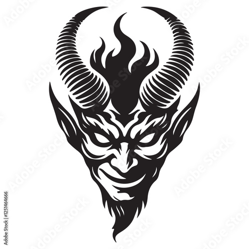 Fiery Horned Devil Illustration Vector Graphic for Halloween Projects