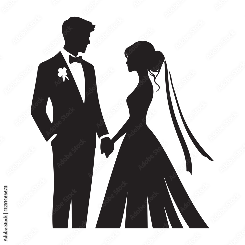 custom made wallpaper toronto digitalElegant Wedding Couple Silhouette Vector Graphic Design Template