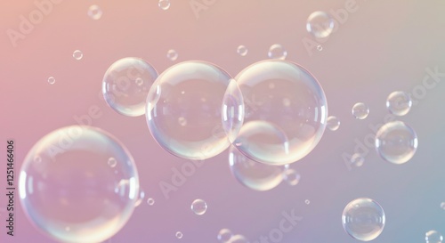 Wallpaper Mural Floating Bubbles: A mesmerizing collection of iridescent soap bubbles floats in mid-air against a soft pastel background, creating a dreamy and ethereal atmosphere.   Torontodigital.ca