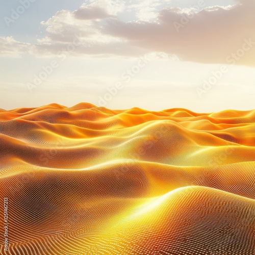 Golden Desert Landscape Digital ArtWith A Special Texture Effect And Warm Hues For A Stunning Scene In A Modern Style Illustration With Geometric Patterns And Abstract Design Elements Perfect For photo