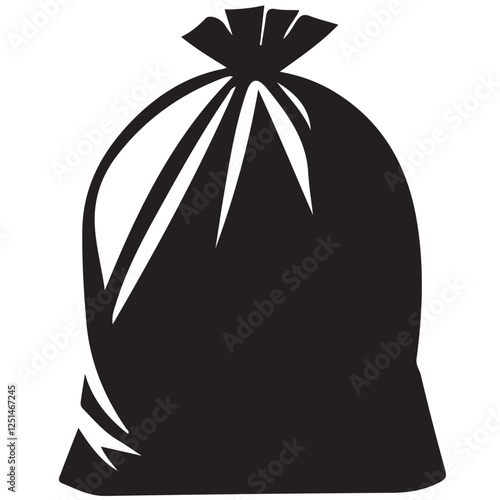 Simple Trash Bag Silhouette Vector Illustration Waste Management Design