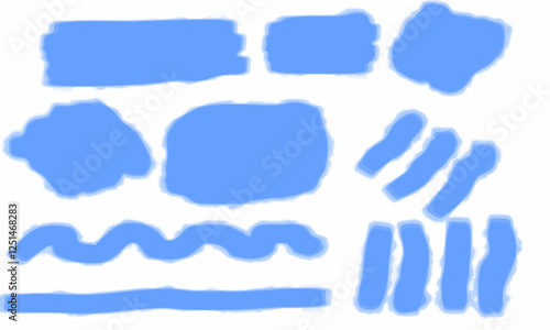 hand drawn blue banners and lines vector illustration