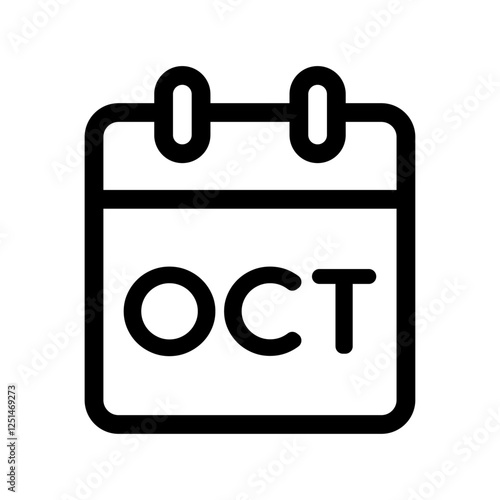 October icon with calendar page for month and date representation