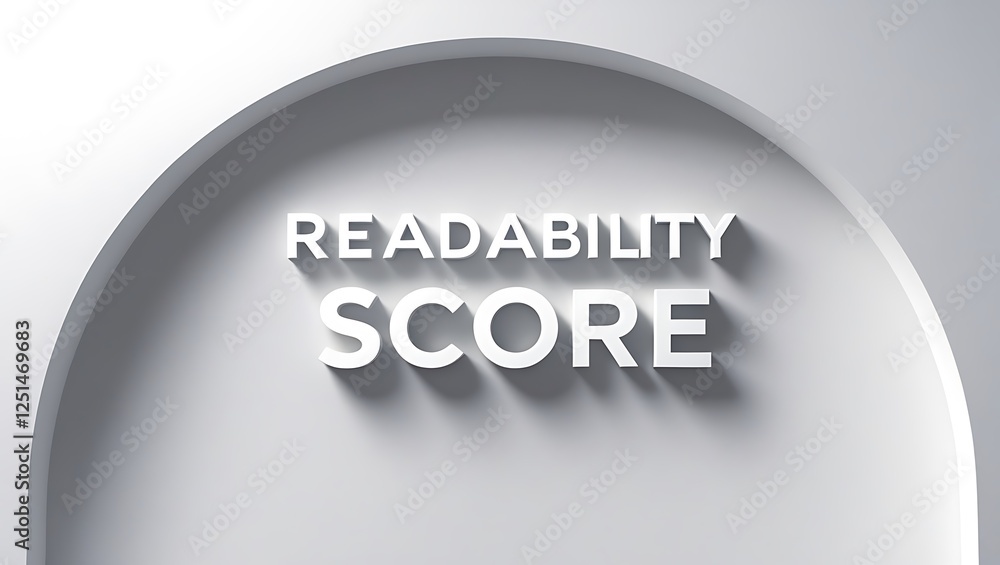 Readability score concept in modern graphic style with shadow effects Readability score concept in modern graphic style with shadow effects