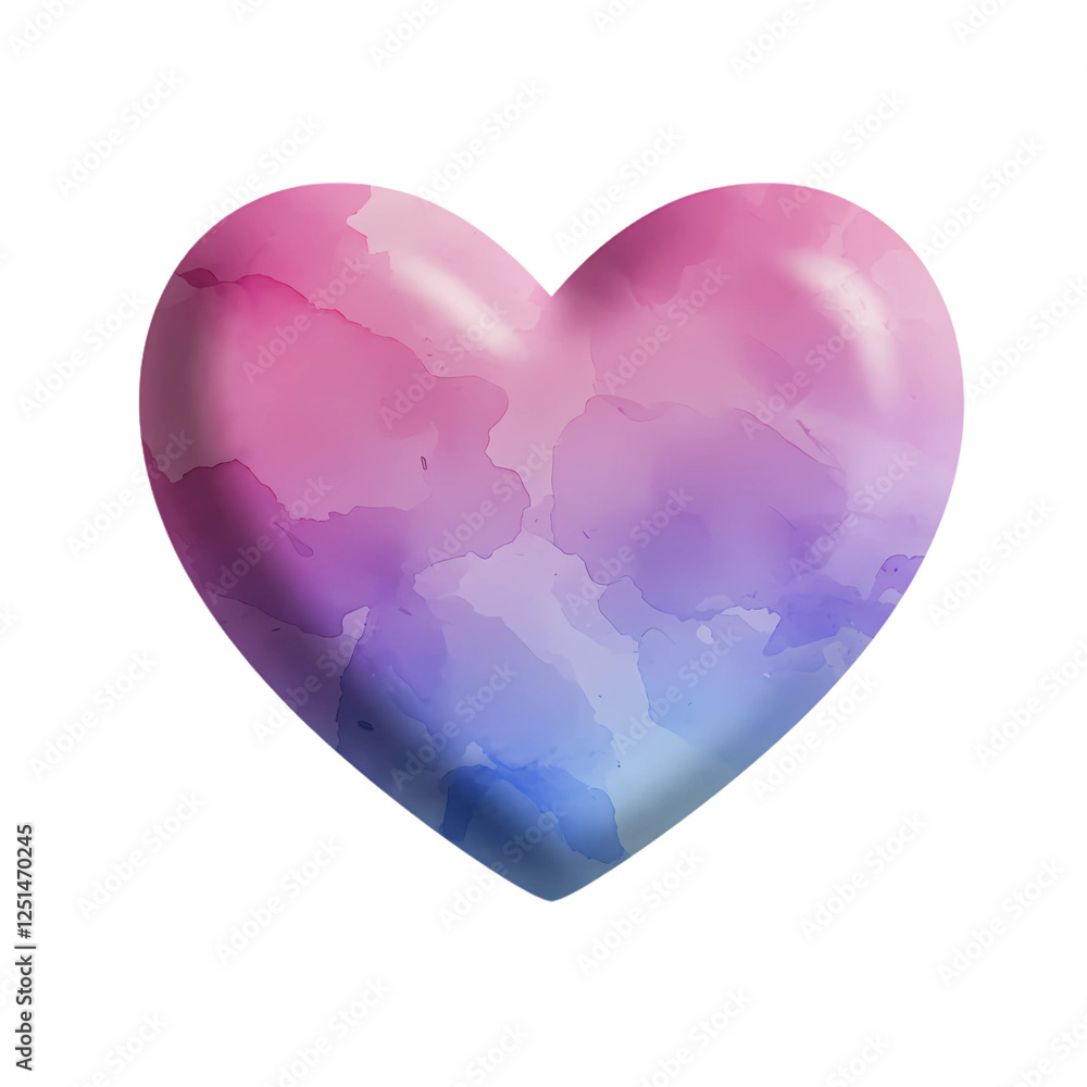 3D Watercolor Heart in Pink, Purple & Blue Cutout 3D Watercolor Heart in Pink, Purple & Blue Cutout